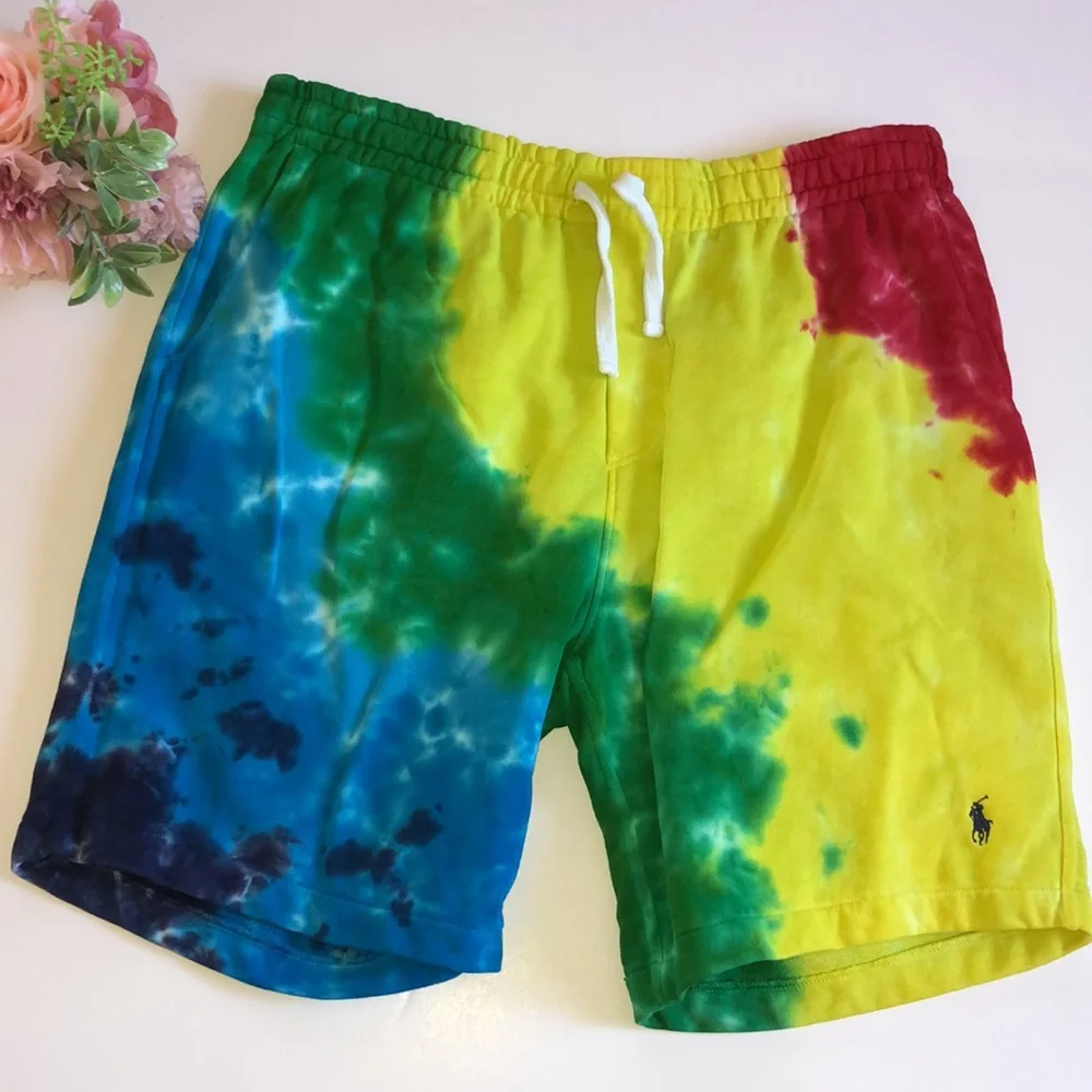 Ralph Lauren Tie Dye Cotton Shorts Bright Tie Dye POLO Ralph Lauren Rare